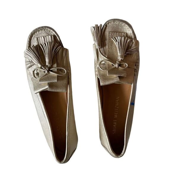 STUART WEITZMAN | gold leather tassel loafers 6 - Picture 7 of 16
